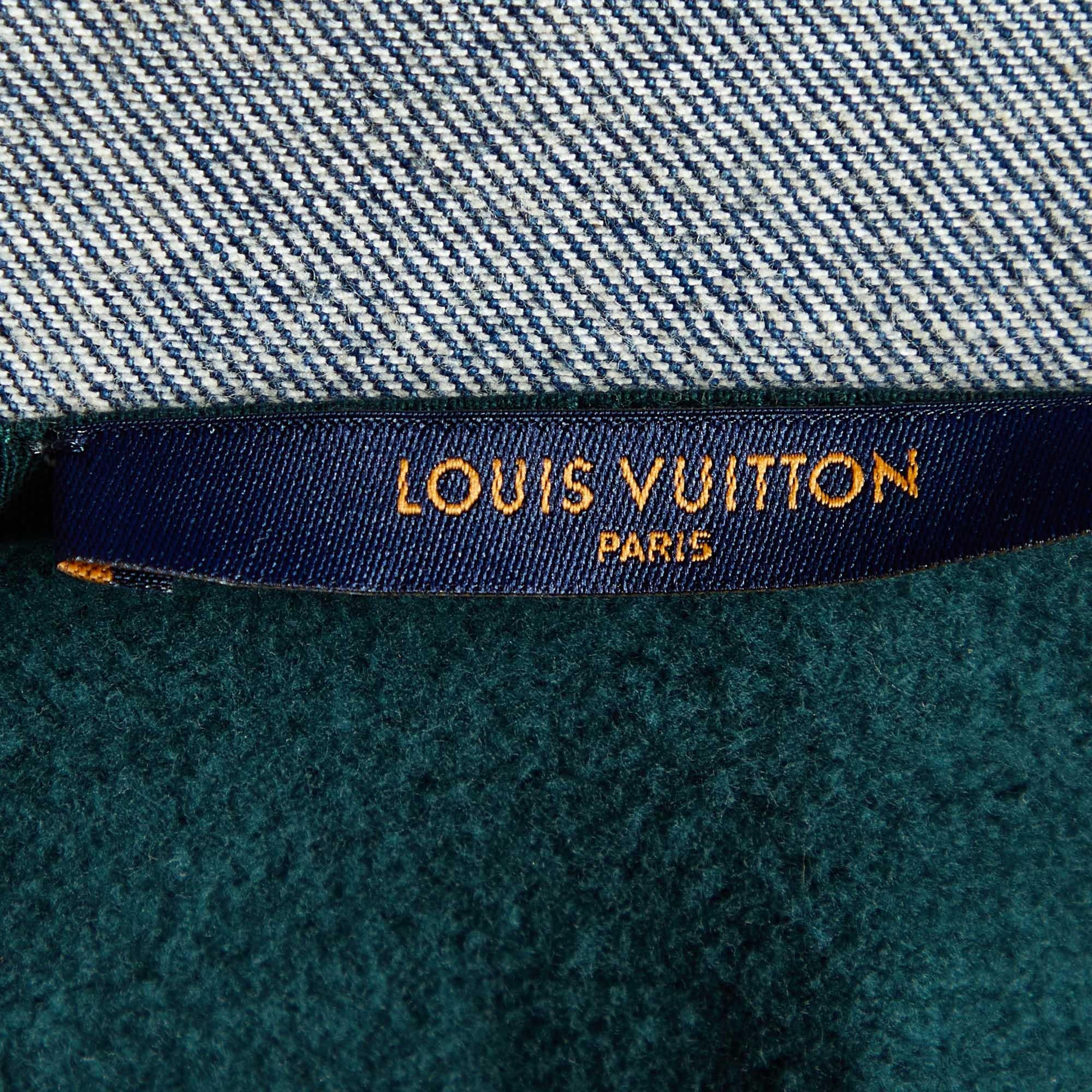 Louis Vuitton Green Jersey & Denim Hybrid Hoodie Jacket L 1