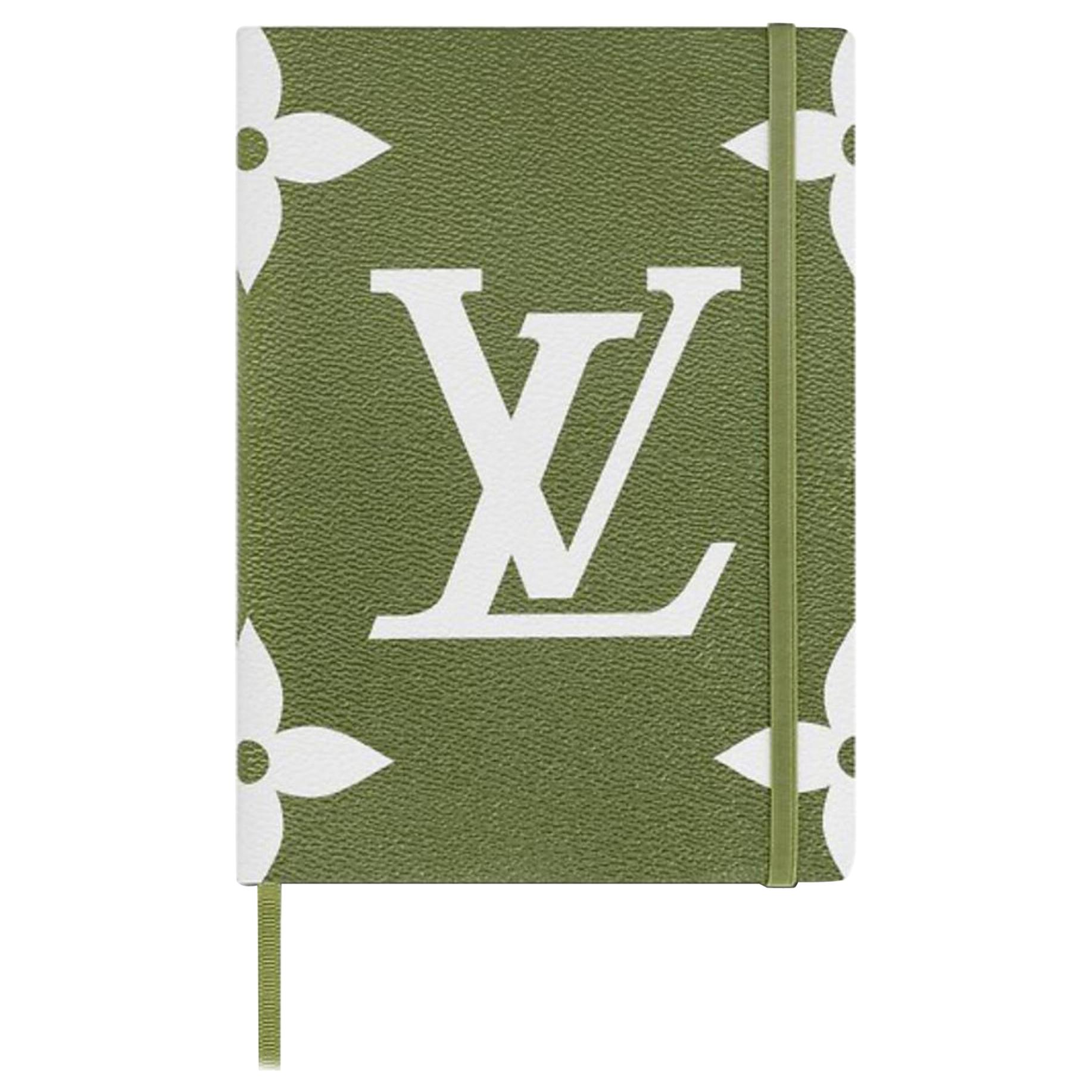 Louis Vuitton Green Khaki Beige Monogram Giant Gustave Notebook Mm 870615 For Sale