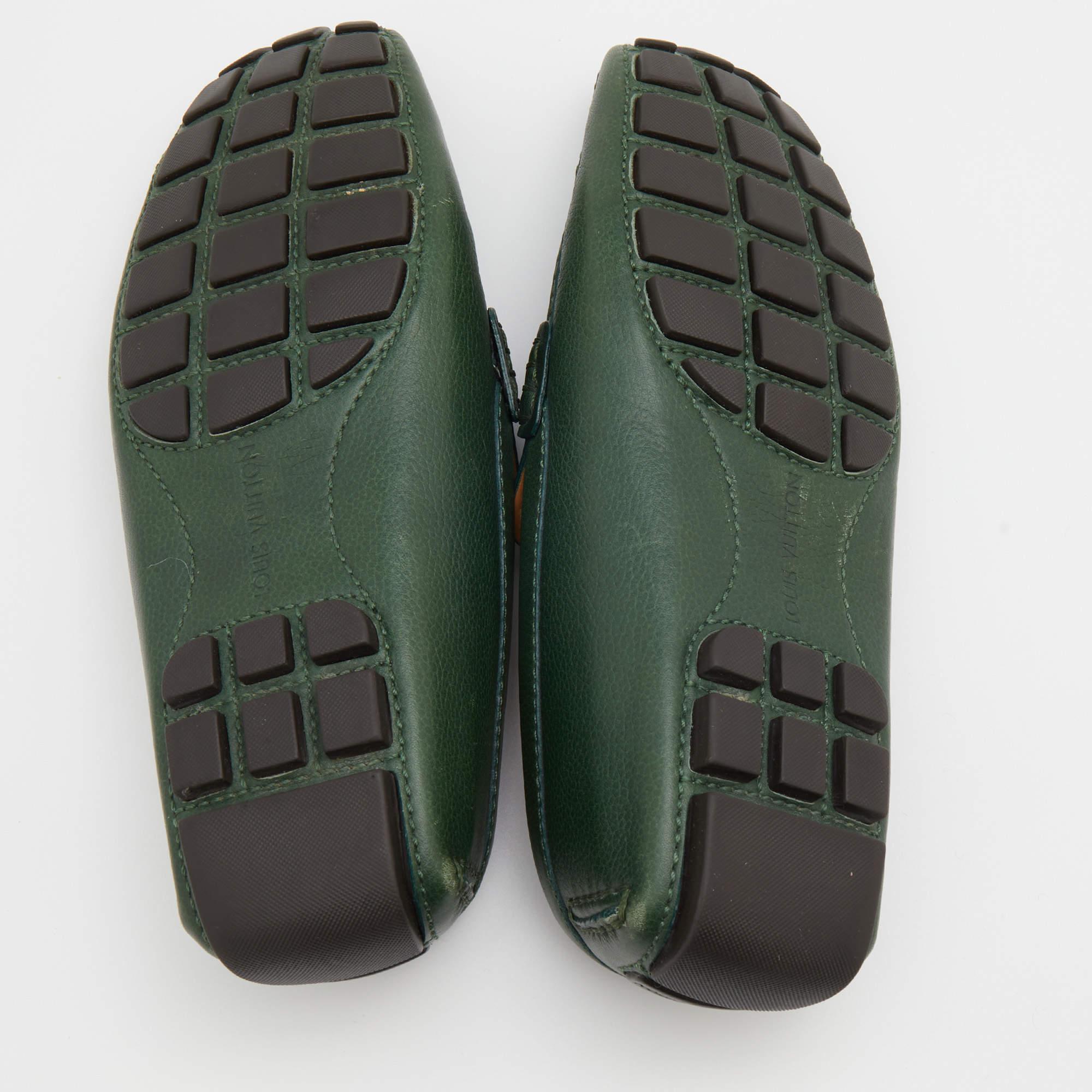 Louis Vuitton Green Leather Monte Carlo Slip On Loafers Size 41 3