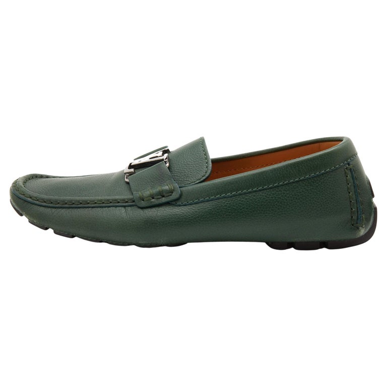 Louis Vuitton Green Leather Monte Carlo Slip On Loafers Size 41 For Sale at  1stDibs