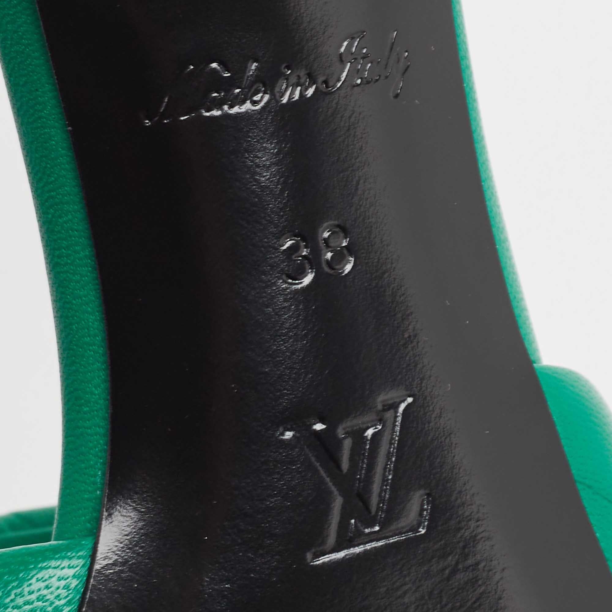 Louis Vuitton Green Leather Revival Slides Size 38 1