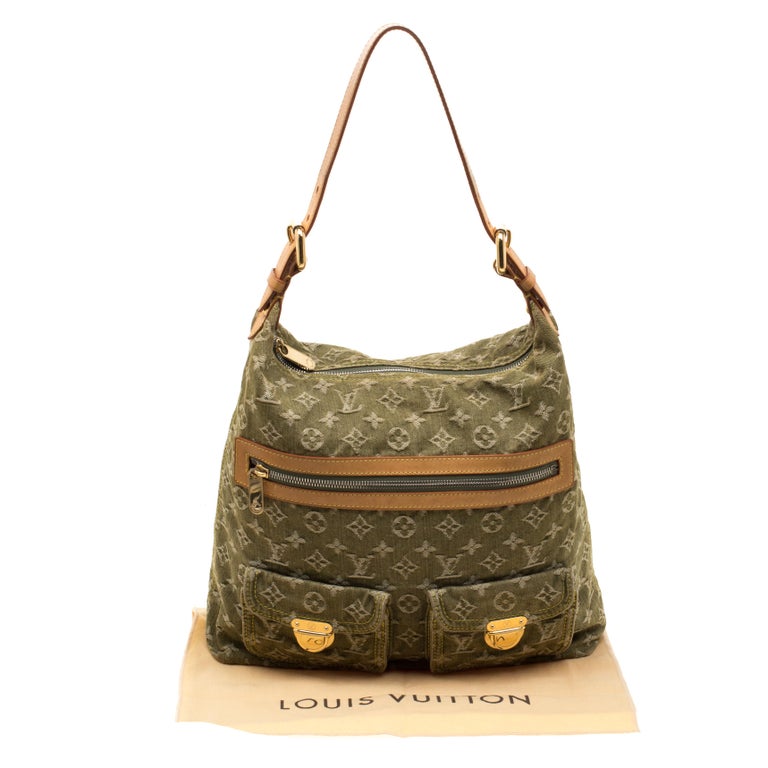 LOUIS VUITTON Green Denim LV Monogram Logo Baggy Top Handle Shoulder Bag  For Sale at 1stDibs