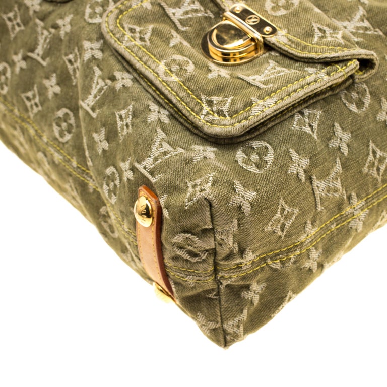 Louis Vuitton Green Monogram Denim Baggy GM Bag For Sale at