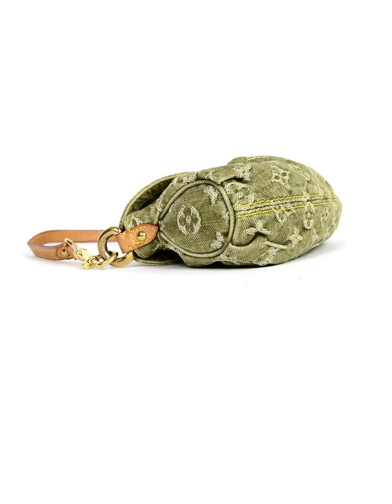 Women's Louis Vuitton Green Monogram Denim Mini Pleaty Pochette Bag rt $845
