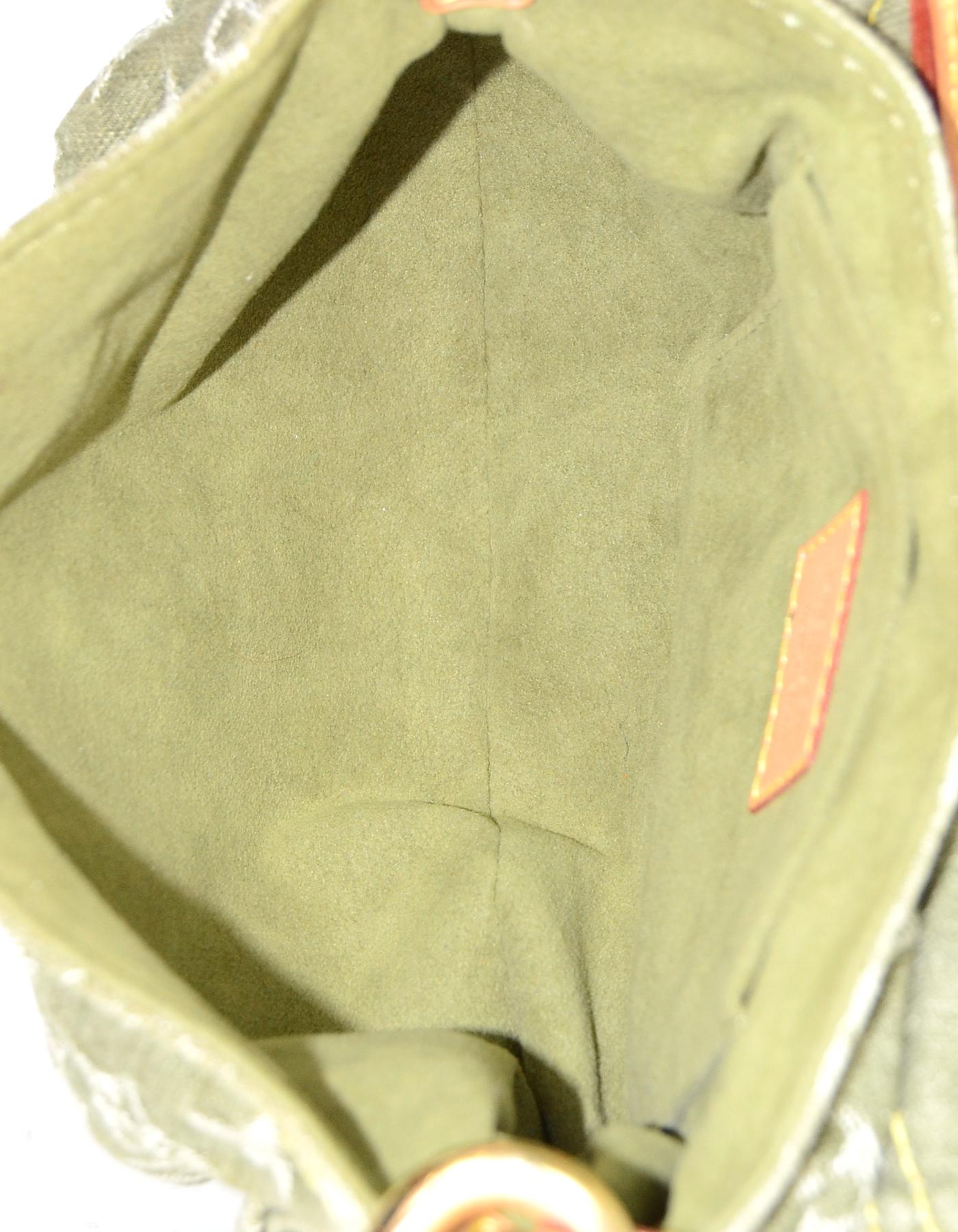 Louis Vuitton Green Monogram Denim Mini Pleaty Pochette Bag rt $845 In Excellent Condition In New York, NY