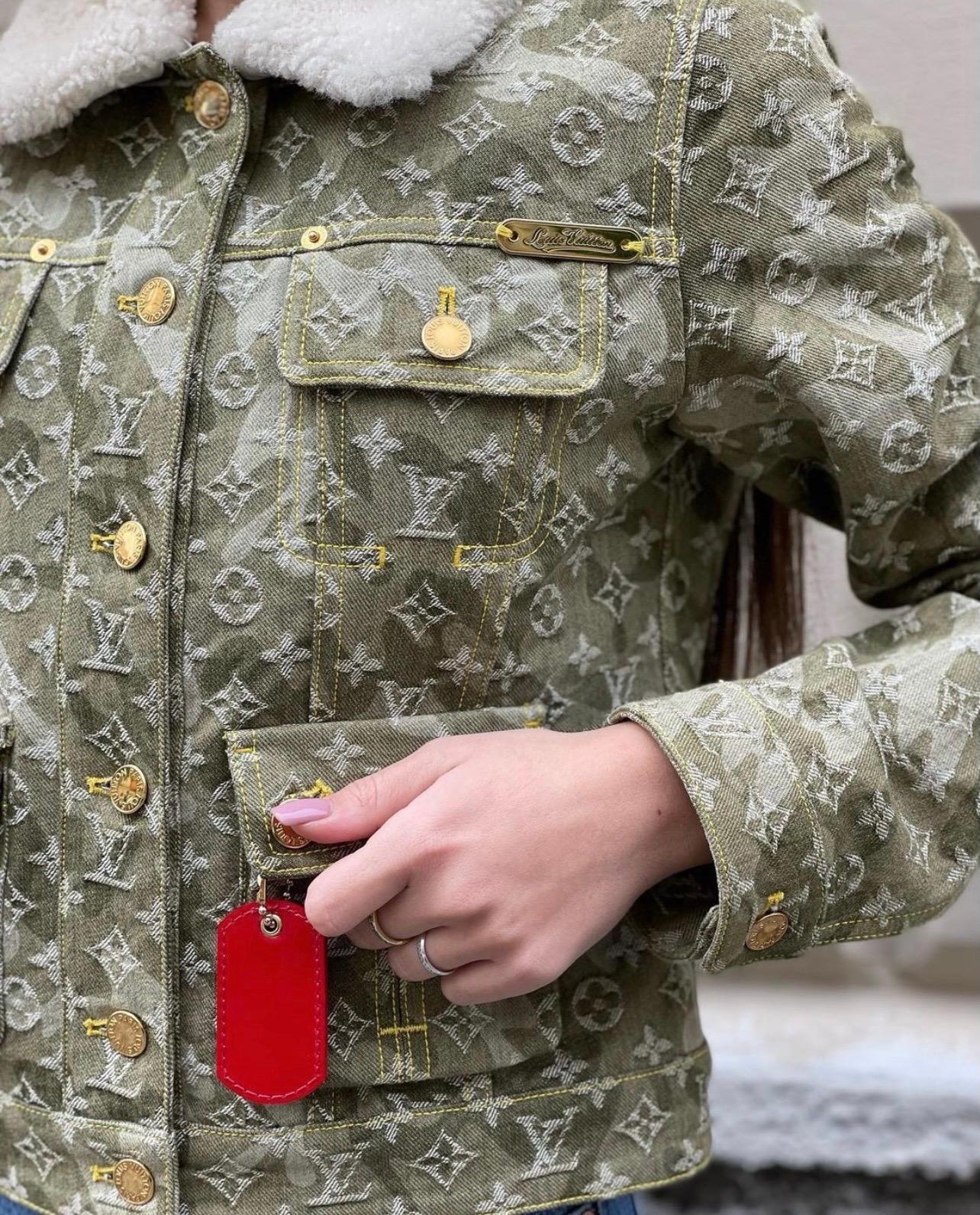 Louis Vuitton Green Monogram Denim Murakami Jacket For Sale at 1stDibs