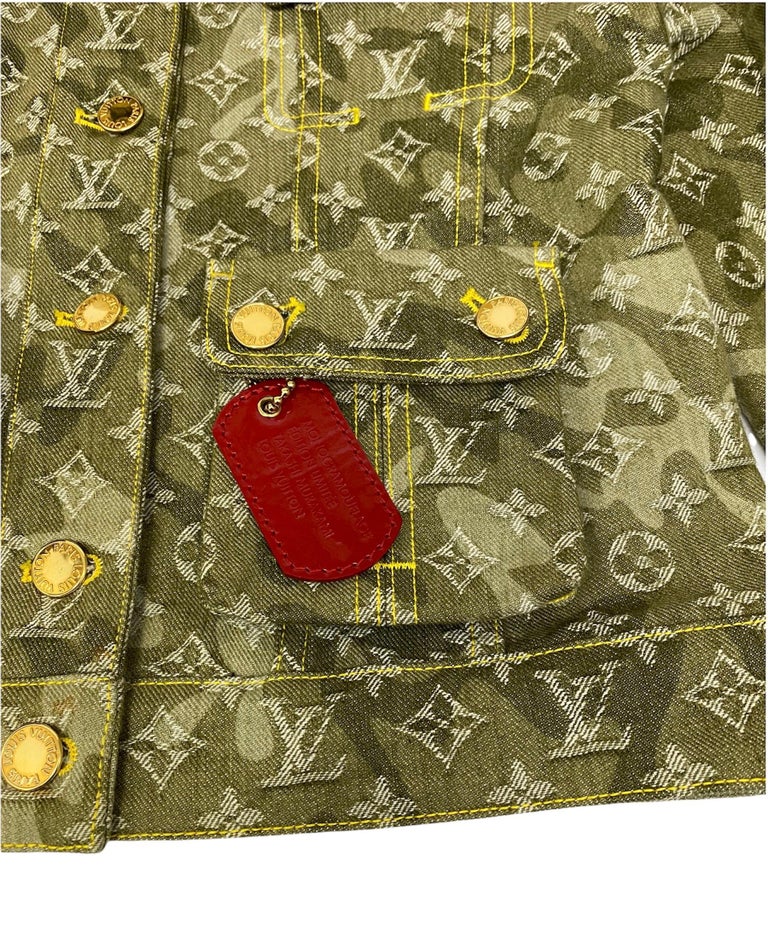 Grüne Monogrammierte Denim Murakami-Jacke von Louis Vuitton im