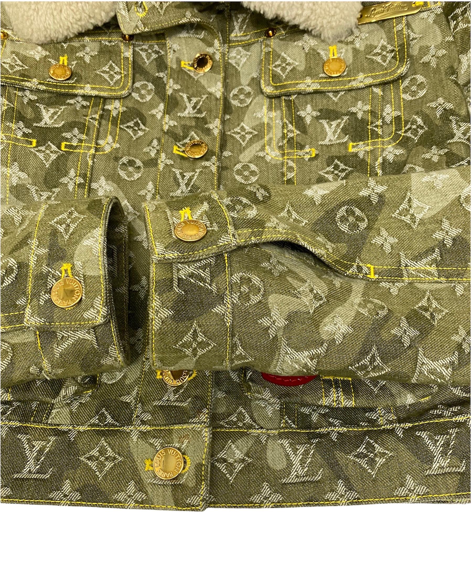 Louis Vuitton Green Monogram Denim Murakami Jacket In New Condition For Sale In Torre Del Greco, IT