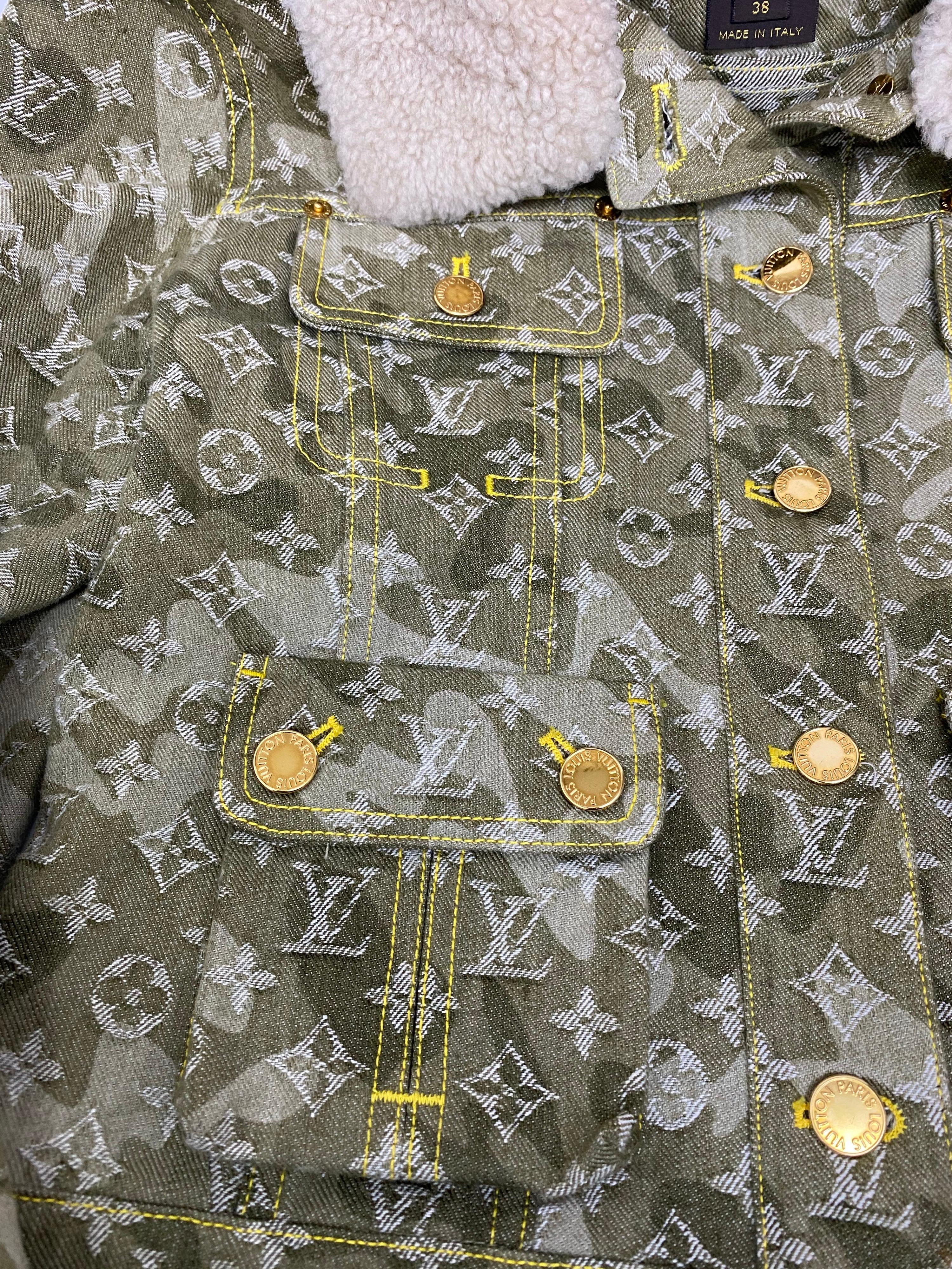 Louis Vuitton Green Monogram Denim Murakami Jacket For Sale 1