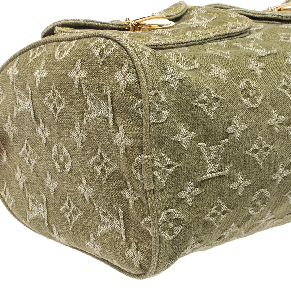 Louis Vuitton Green Monogram Denim Neo Speedy Bag In Good Condition In Dubai, Al Qouz 2