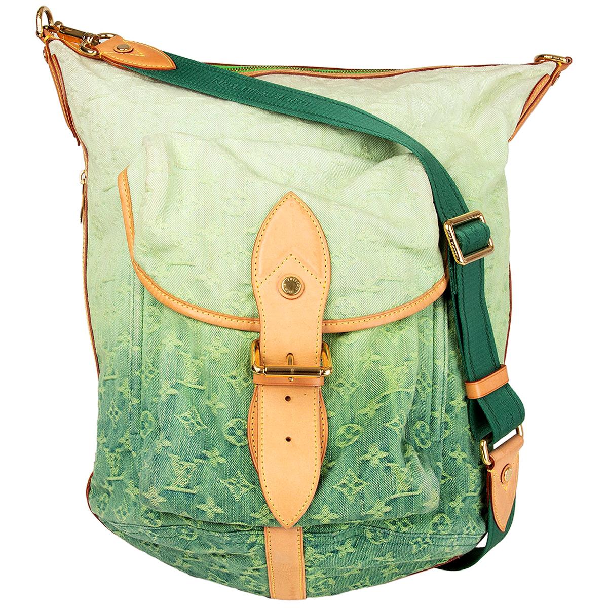Louis Vuitton, Green Monogram Denim Shoulderbag. - Unique Designer