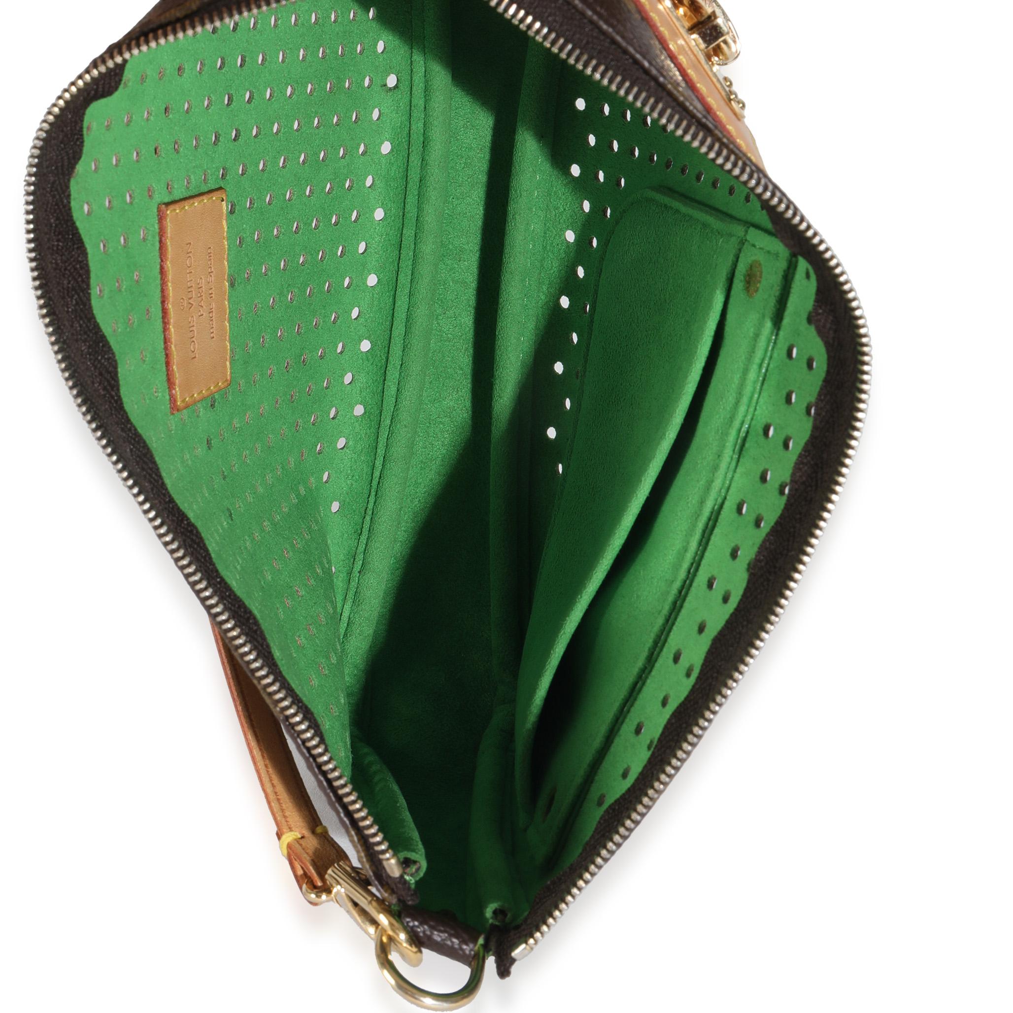 Louis Vuitton Green Monogram Perforated Pochette Accessoires 1