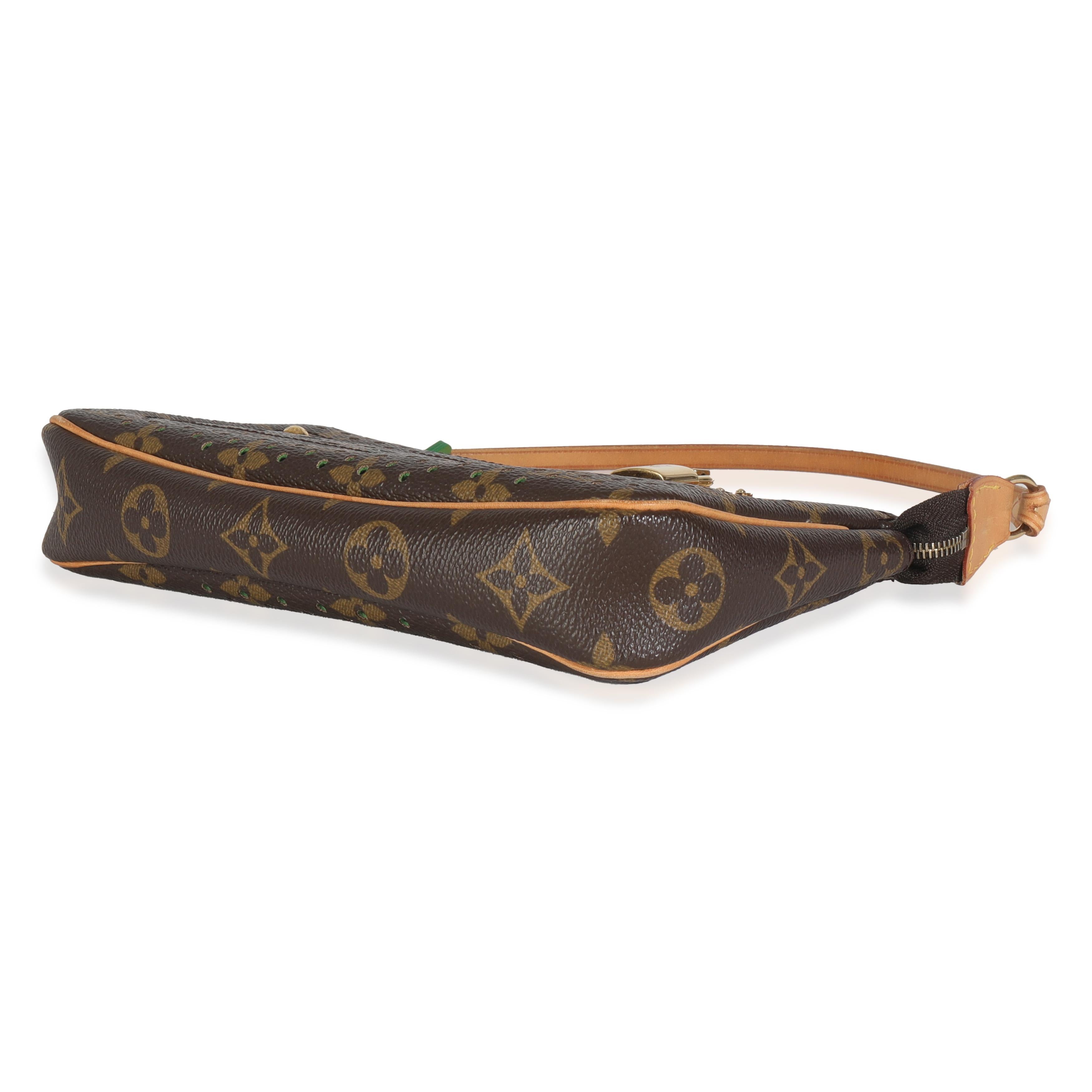 Louis Vuitton Green Monogram Perforated Pochette Accessoires 2