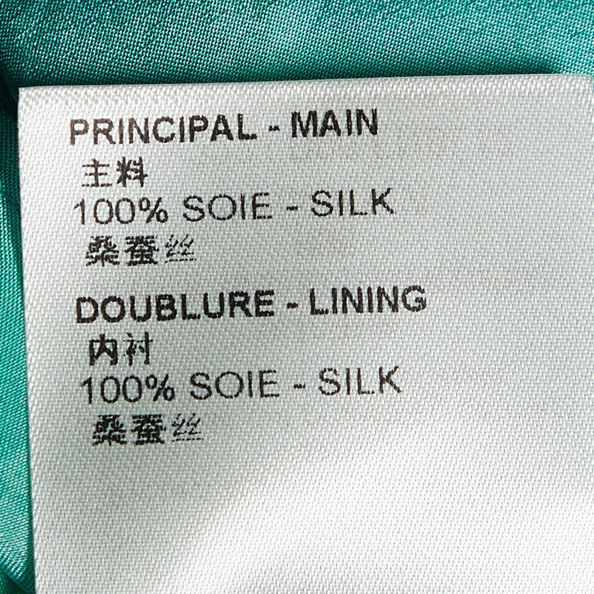 Louis Vuitton Green Monogram Print Silk Button Front Shirt M 2