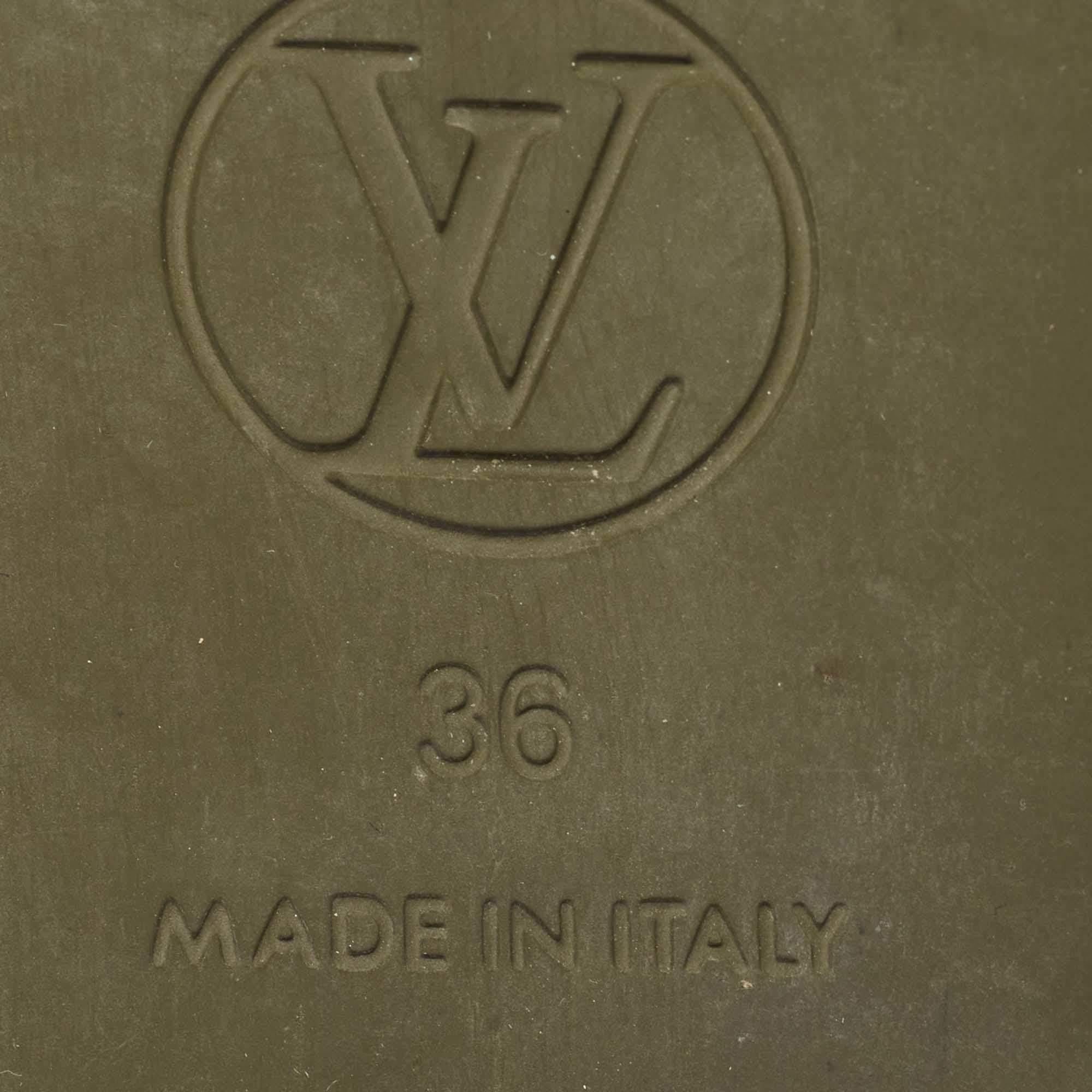 Louis Vuitton Green Monogram Rubber Sunbath Mules Size 36 For Sale 2