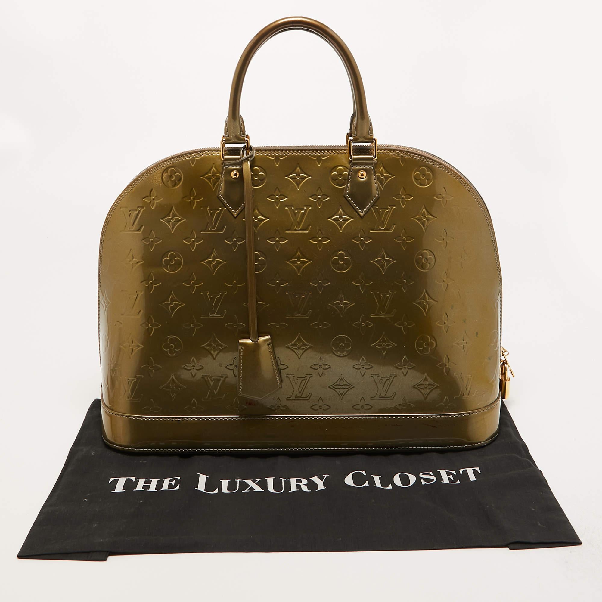 Louis Vuitton Green Monogram Vernis Alma GM Bag 3