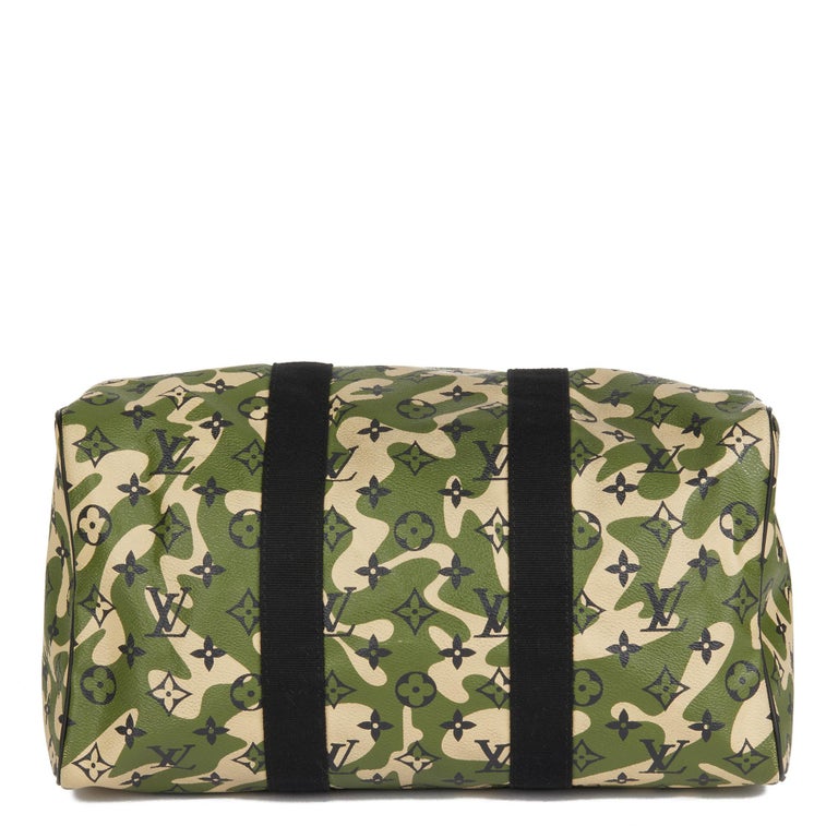 LOUIS VUITTON Green Monogramouflage Canvas & Vachetta Leather Murakami Speedy 35 For Sale 1