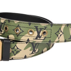 Louis Vuitton GREEN MONOGRAMOUFLAGE COATED CANVAS & VACHETTA MURAKAMI BELT