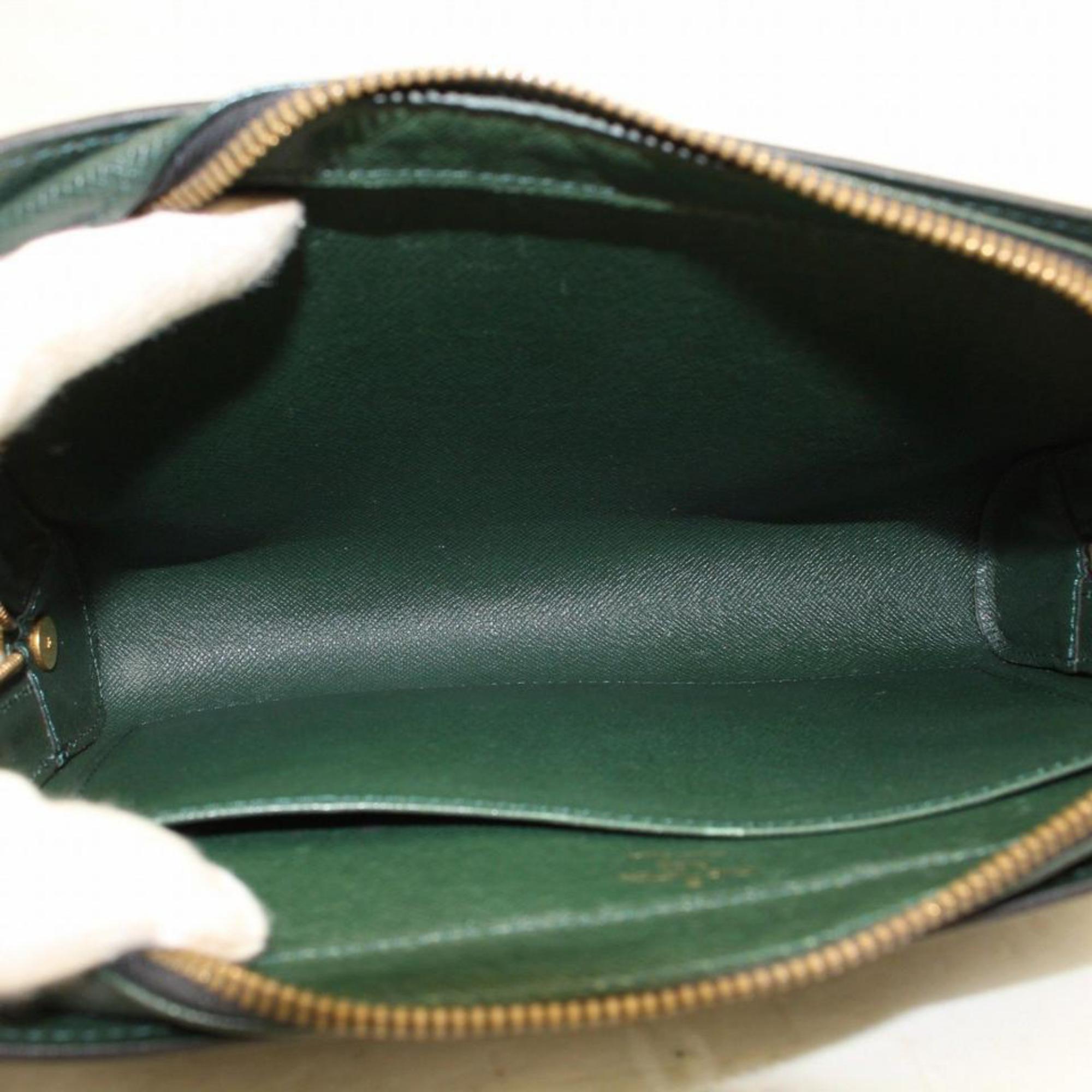 Black Louis Vuitton Green Orsay Epicea Taiga Leather Wristlet 868595 Cosmetic Bag For Sale