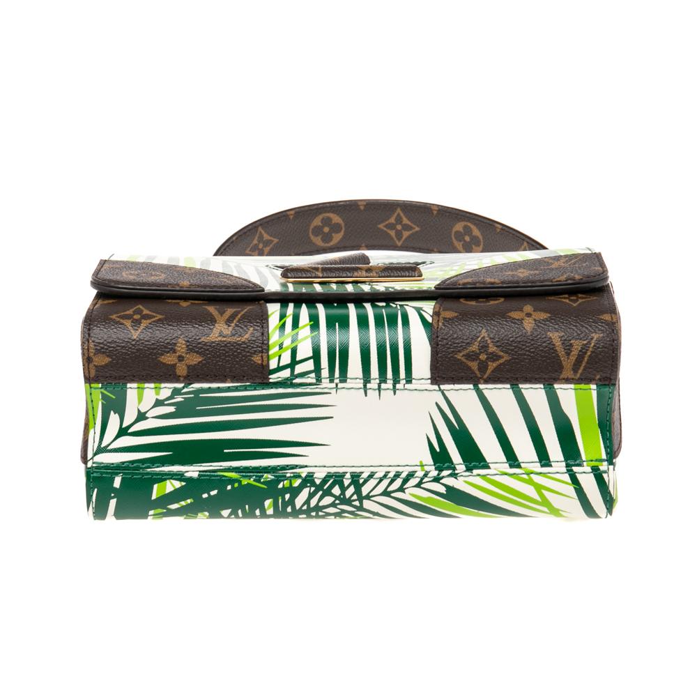 Black Louis Vuitton Green Palm Print Leather Twist MM Bag