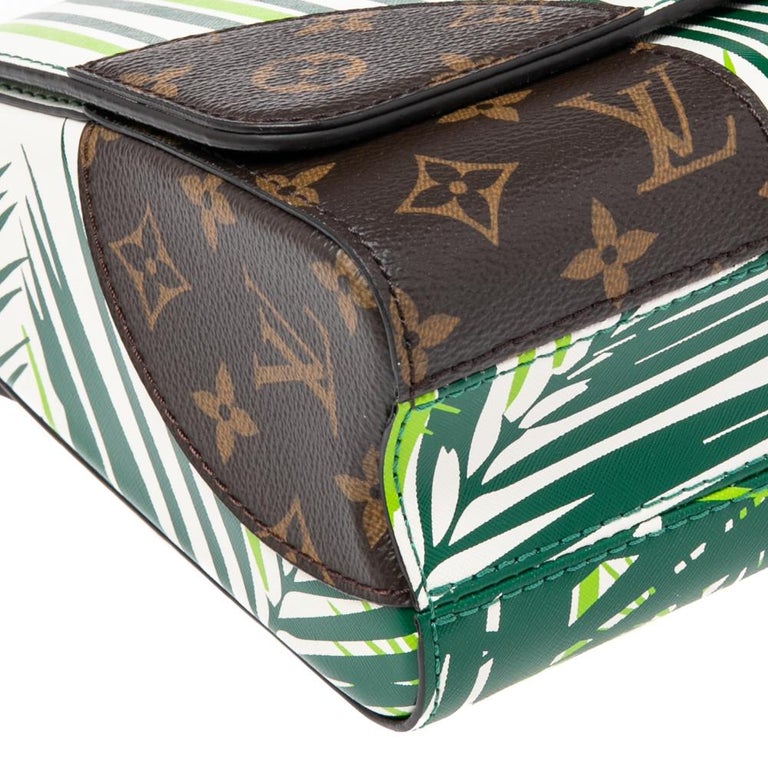 Louis Vuitton Green Palm Print Leather Twist MM Bag For Sale 5