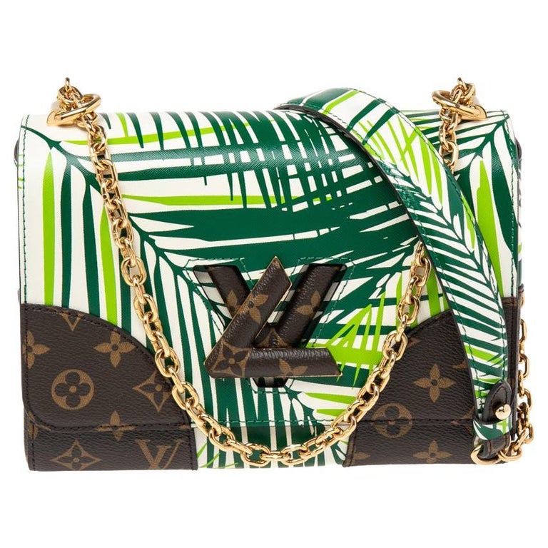 Louis Vuitton Green Palm Print Leather Twist MM Bag For Sale