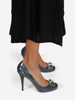 Louis Vuitton Green Patent Bow Pumps Size IT 40