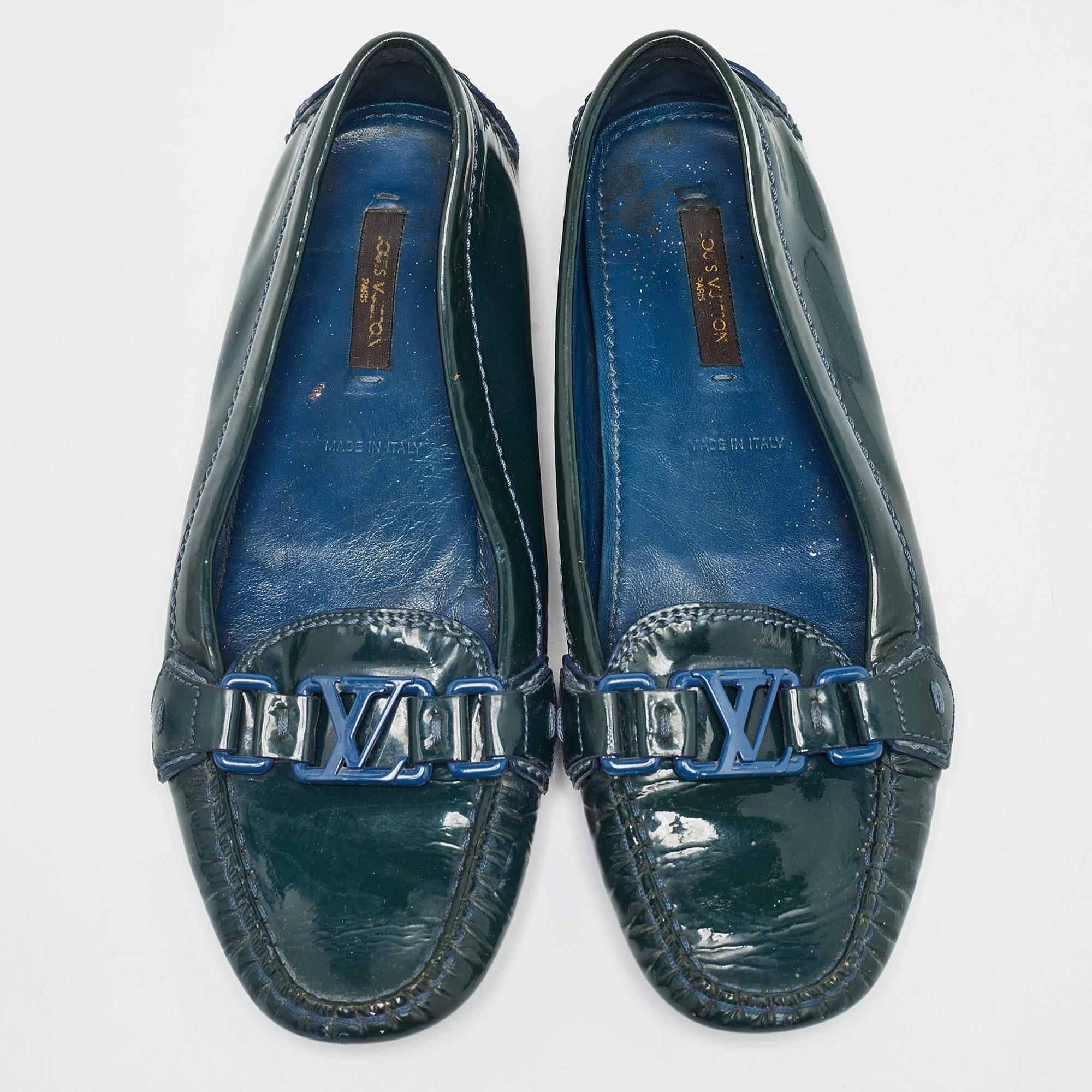 Nero Louis Vuitton: scarpe oxford in vernice verde taglia 36 in vendita