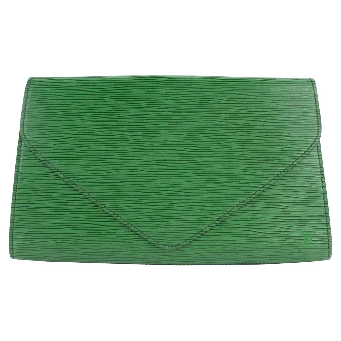 Louis Vuitton Green Pochette Clutch Epi Borneo Art Deco Envelope 18lz1106 Wallet