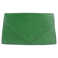 Louis Vuitton Green Pochette Clutch Epi Borneo Art Deco Envelope 18lz1106 Wallet