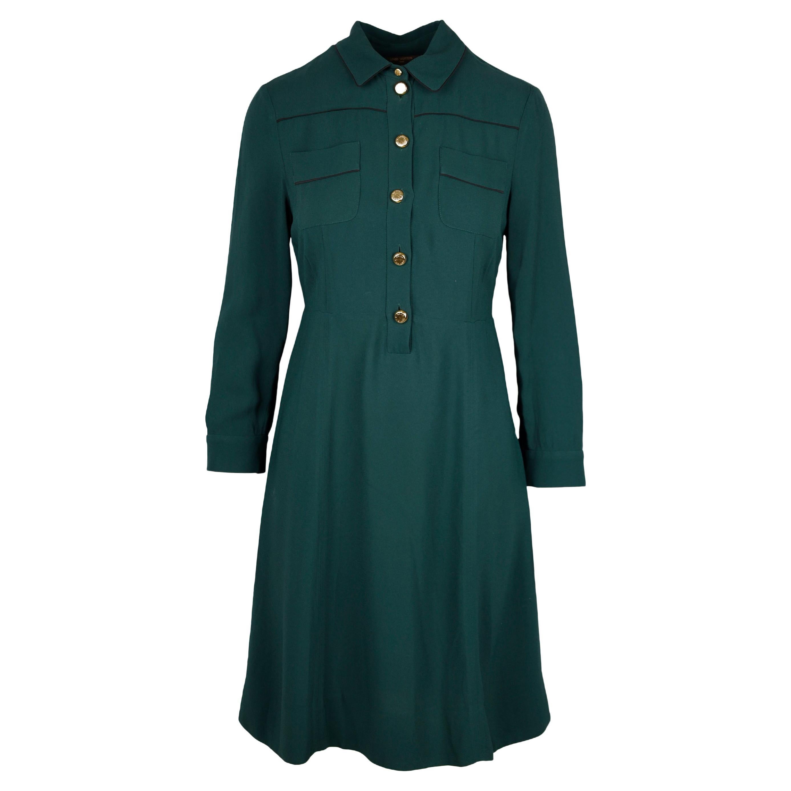 Louis Vuitton Green Shirt Dress  For Sale