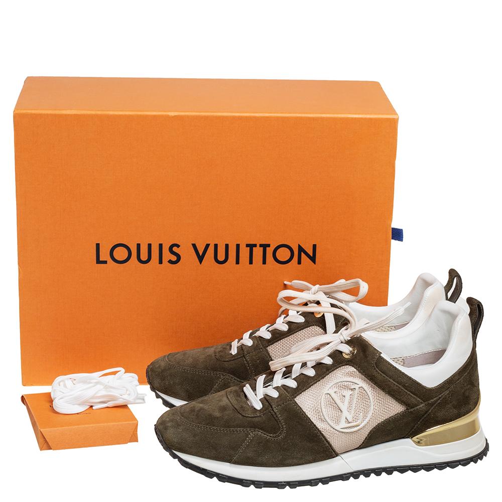 Louis Vuitton Green Suede And Mesh Run Away Lace Up Sneakers Size 40 3