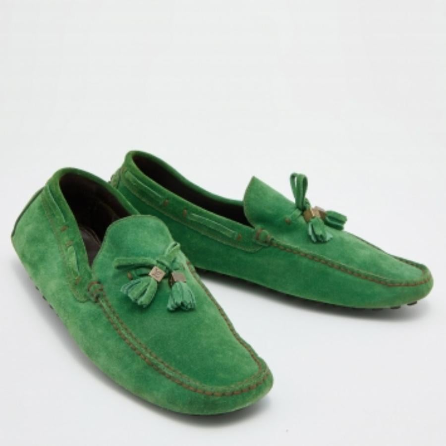Louis Vuitton - Imola Slip On Loafers en daim vert - Taille 41.5 Pour hommes en vente