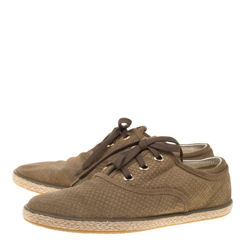 Brown Louis Vuitton Green Suede Petit Damier Espadrilles Sneakers Size 38 For Sale