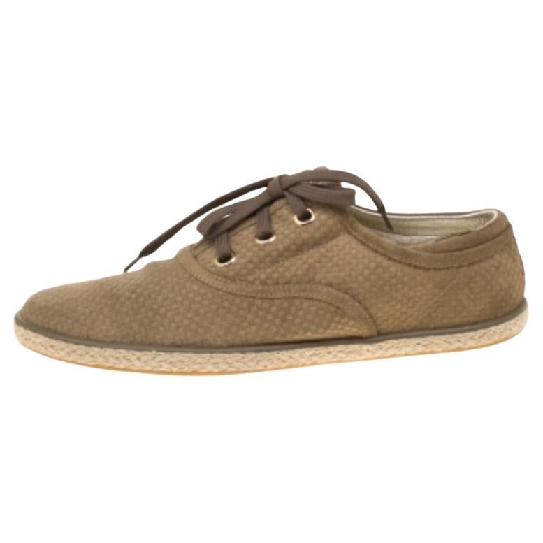 Louis Vuitton - Baskets espadrilles Petit Damier en daim vert, taille 38 en vente