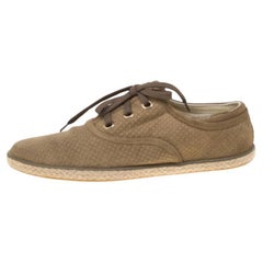 Louis Vuitton Green Suede Petit Damier Espadrilles Sneakers Size 38