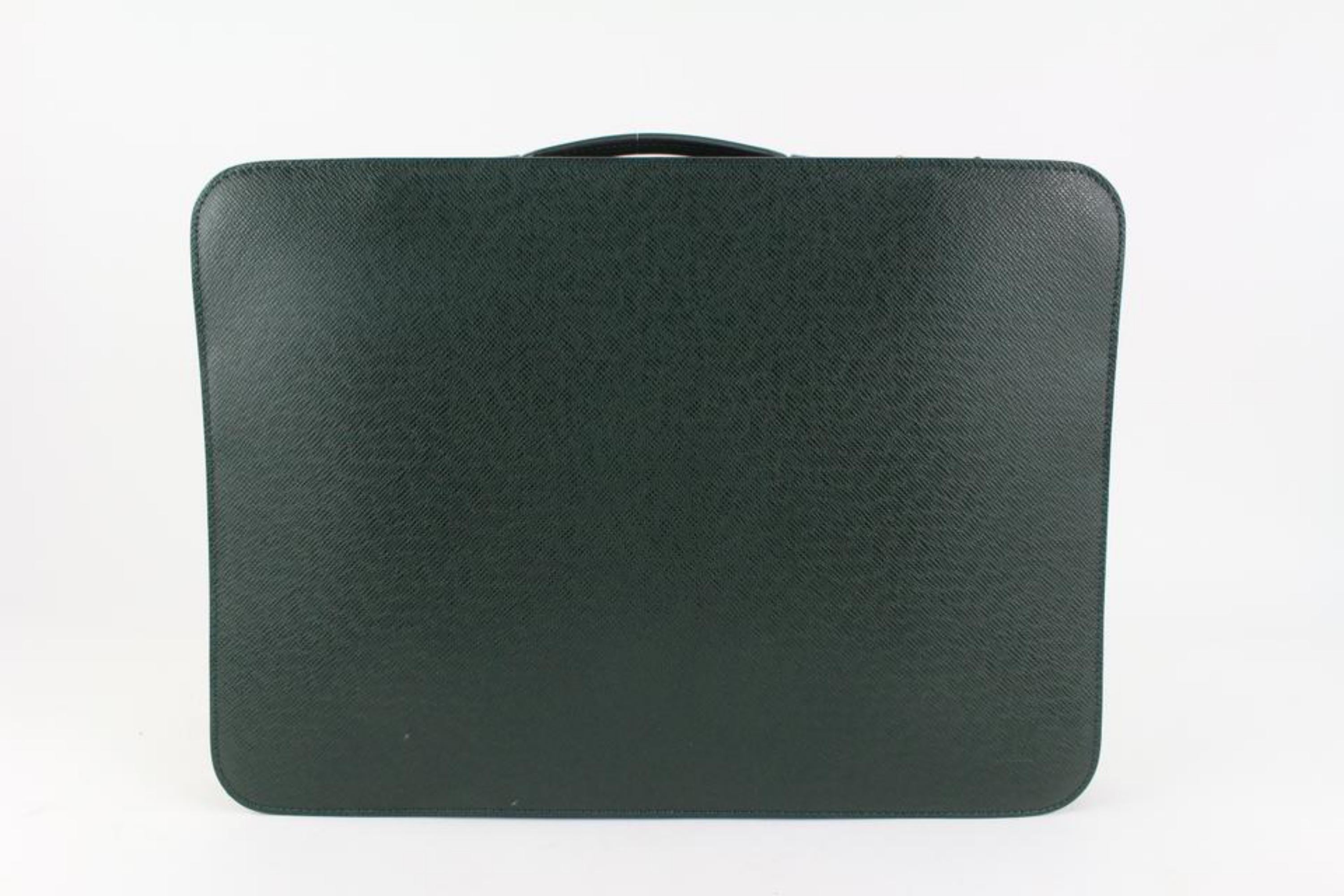 Louis Vuitton Green Taiga Leather Attache Portfolio 1213lv12 2