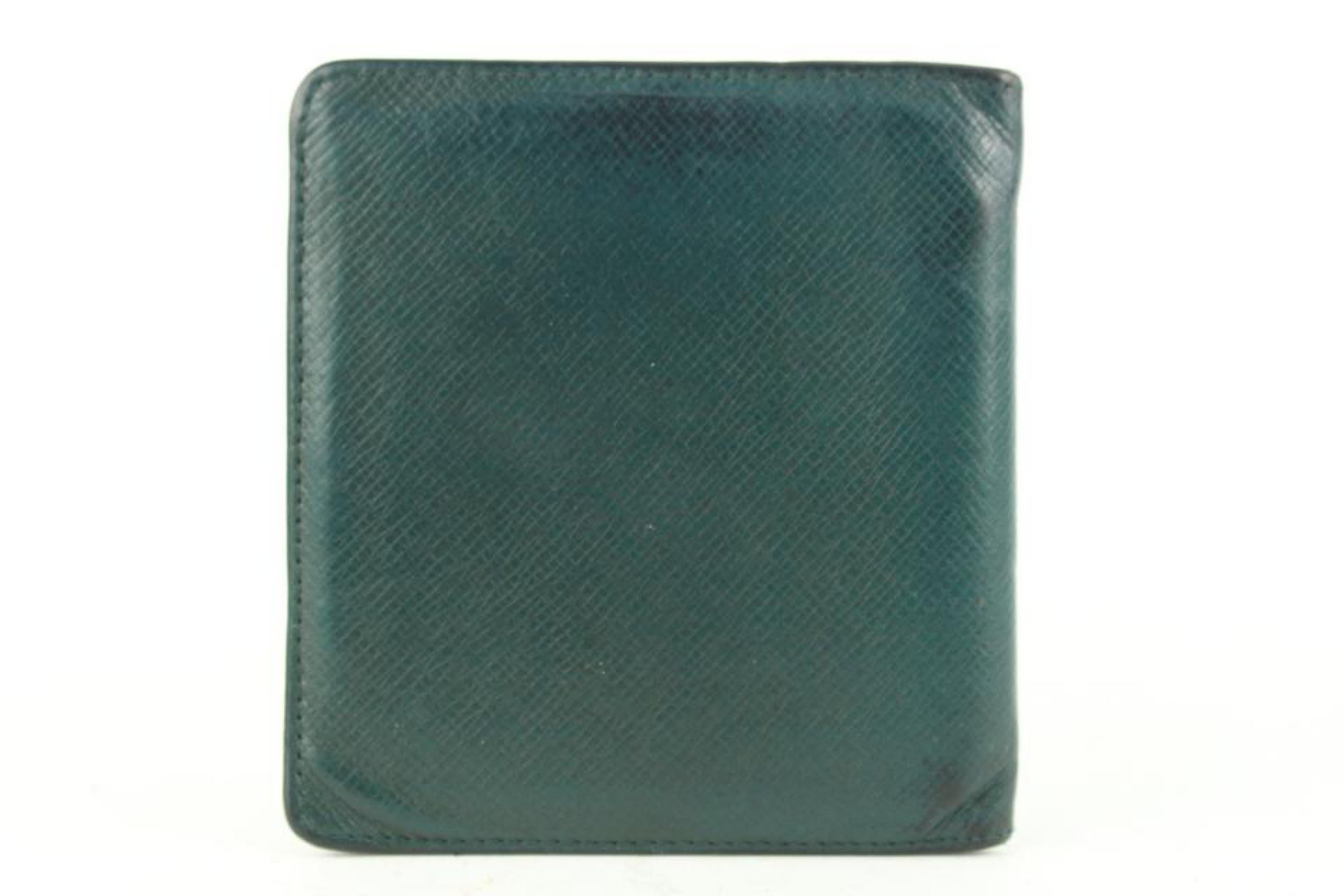 Women's Louis Vuitton Green Taiga Leather Bifold Men's Wallet Marco Florin Slender 5LV11