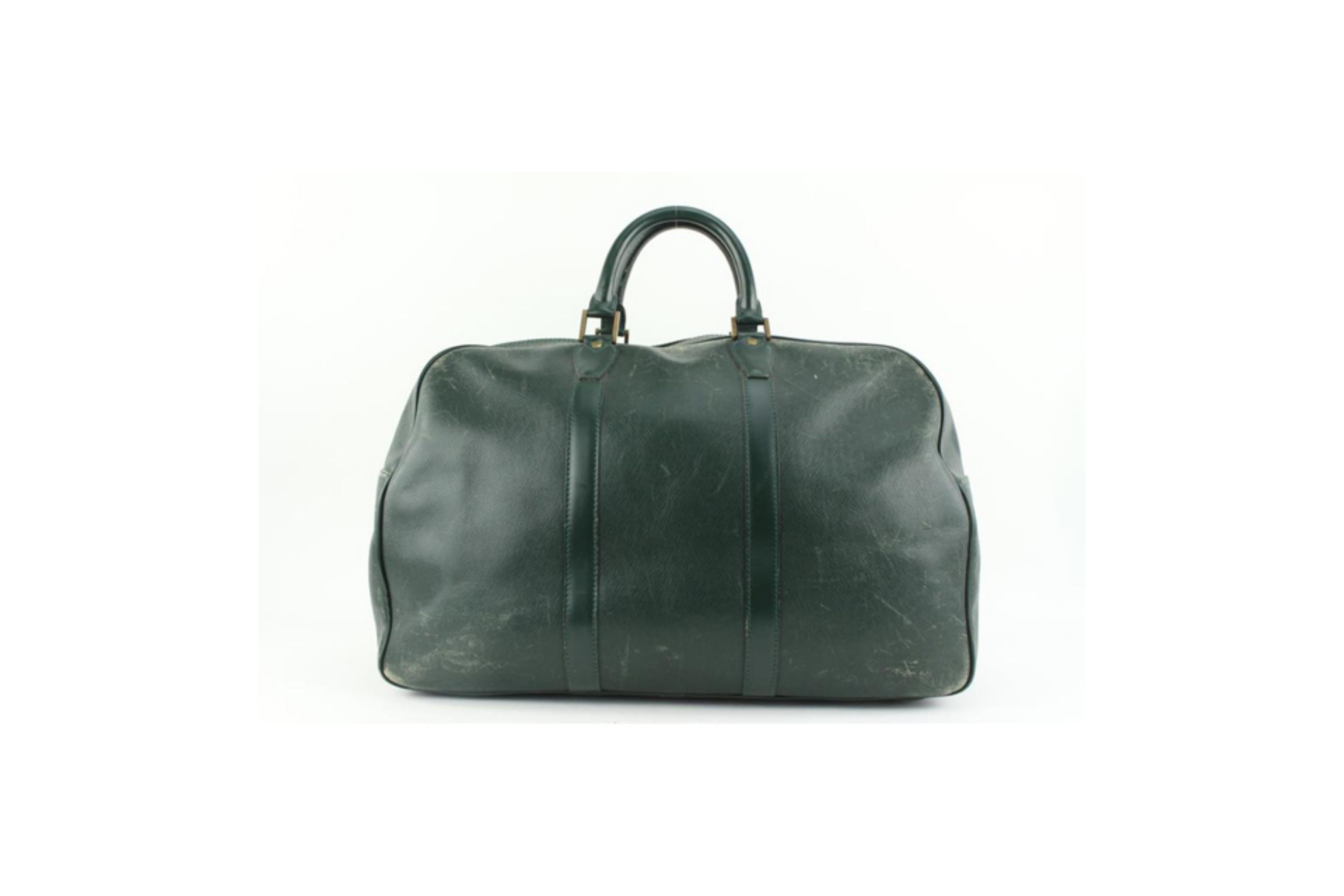 Gray Louis Vuitton Green Taiga Leather Kendall PM Keepall Duffle 24LV2