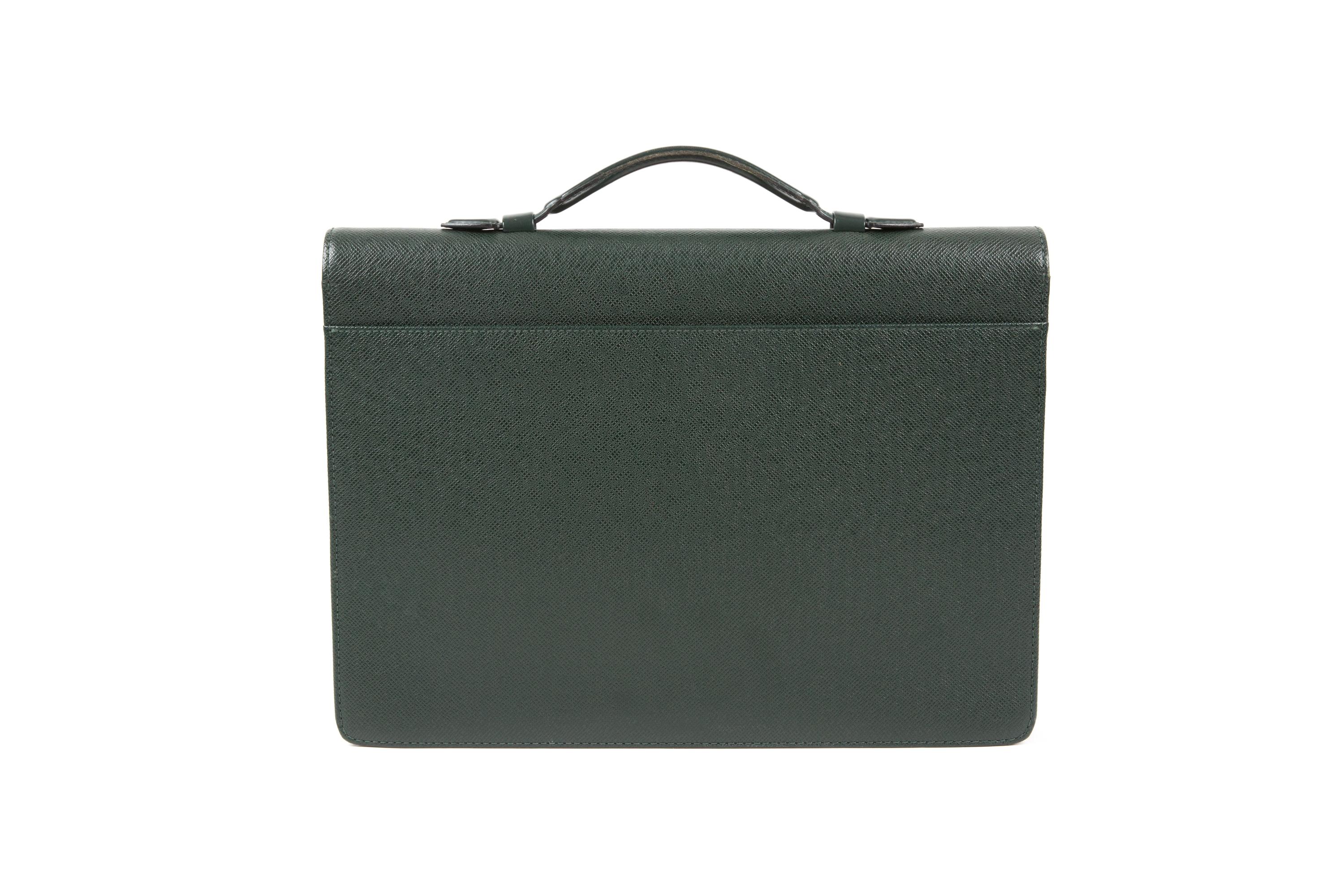 Black Louis Vuitton Green Taiga Leather Laguito Briefcase Bag For Sale