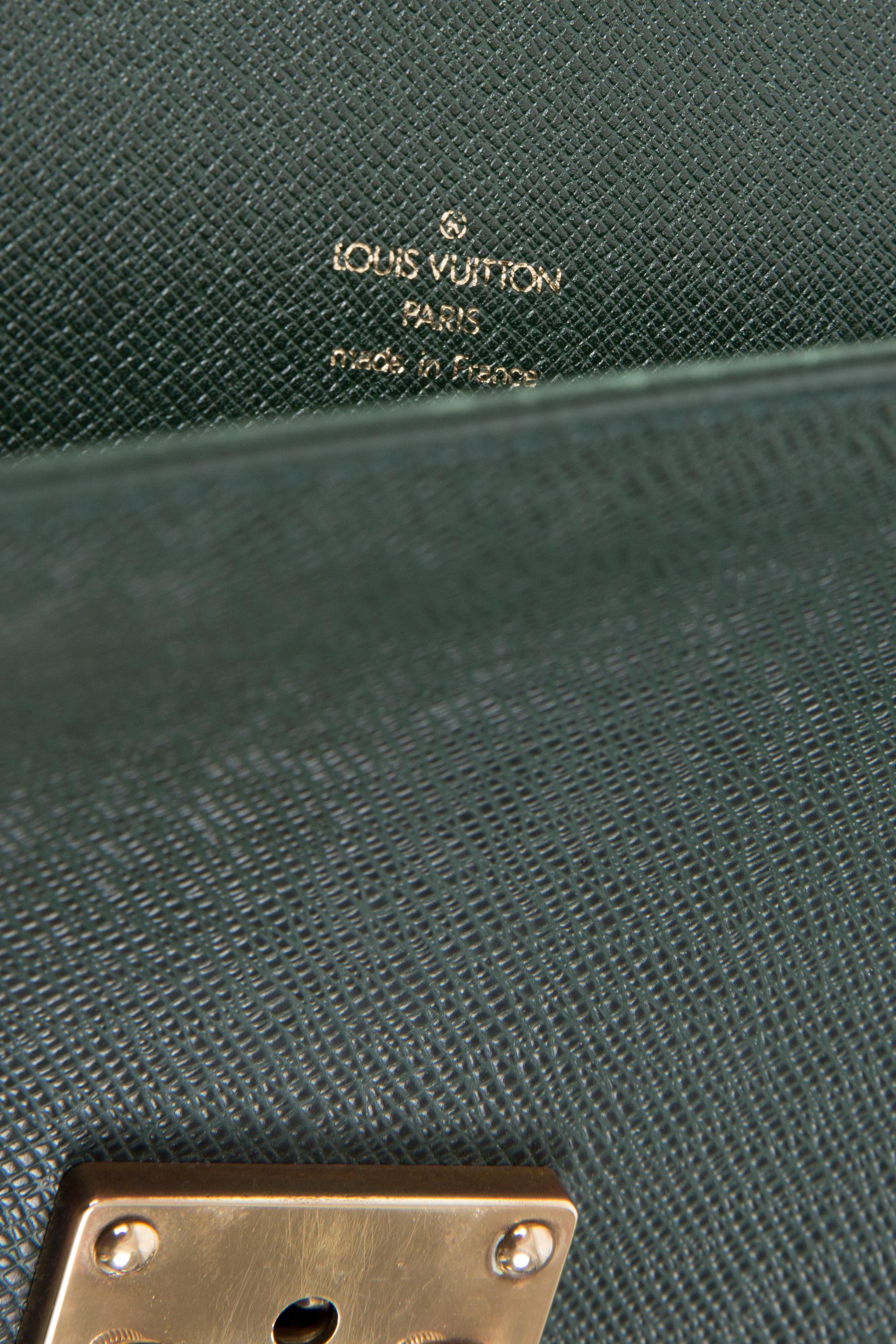 Louis Vuitton Green Taiga Leather Laguito Briefcase Bag For Sale 1