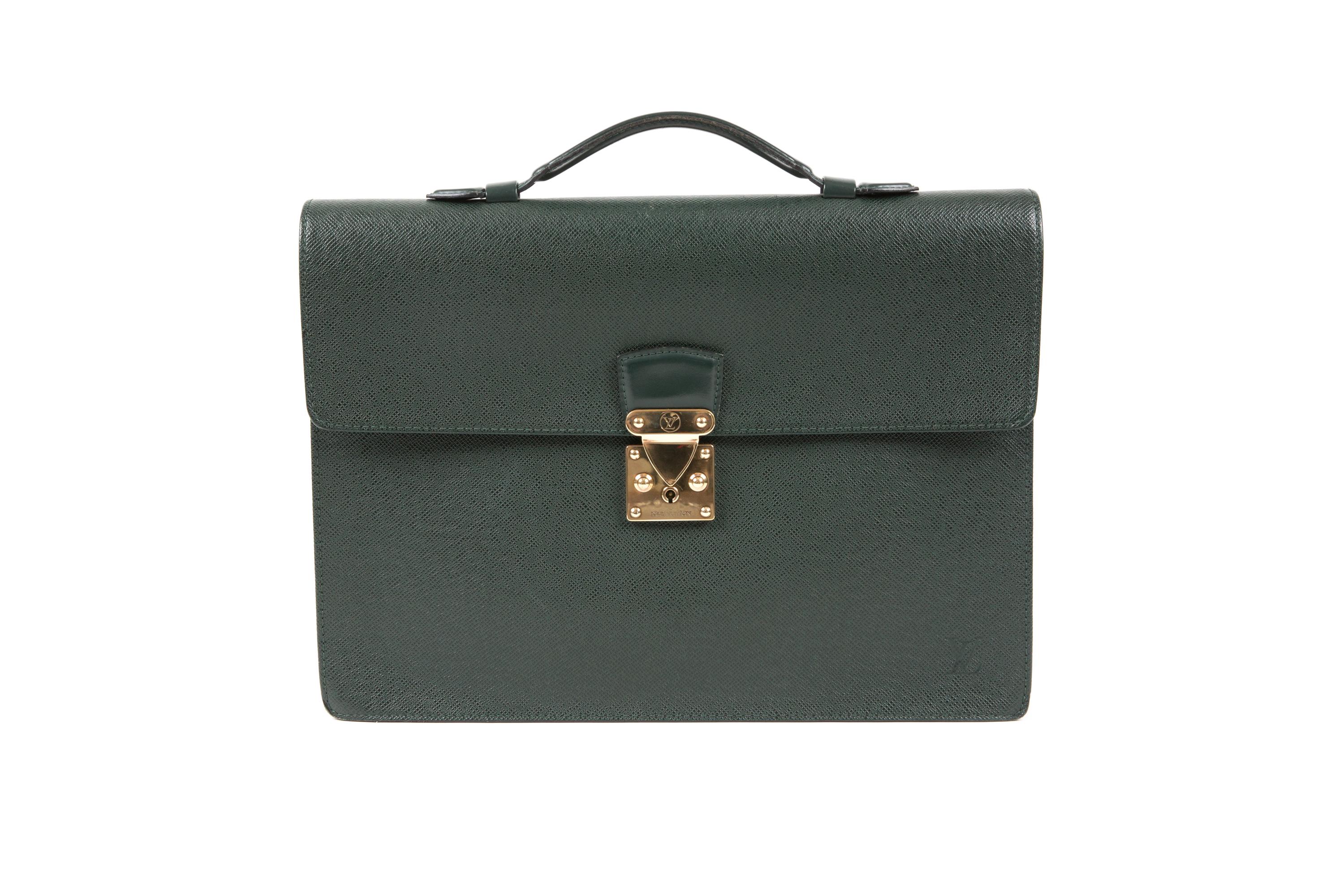 Louis Vuitton Green Taiga Leather Laguito Briefcase Bag For Sale 3
