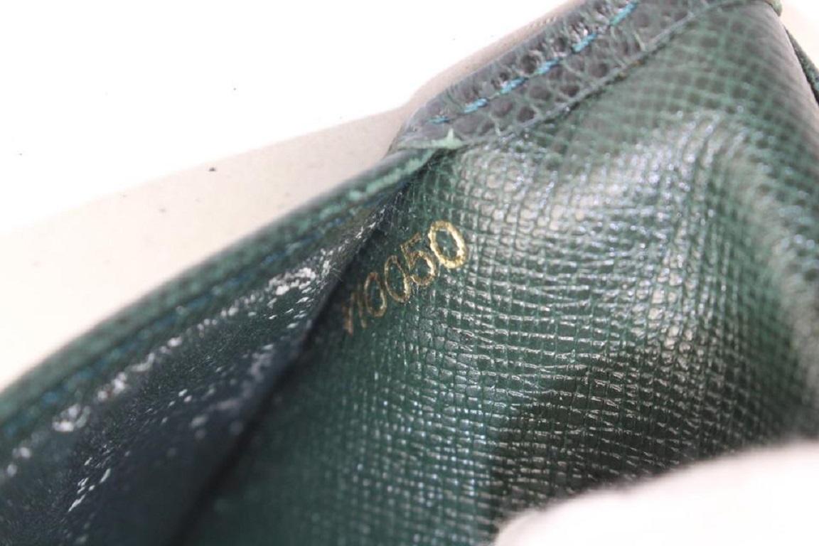 Black Louis Vuitton Green Taiga Leather Long Bifold Flap Wallet 136lvs429