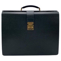 Retro Louis Vuitton Green Taiga Leather Oural Pilot Case Large Briefcase