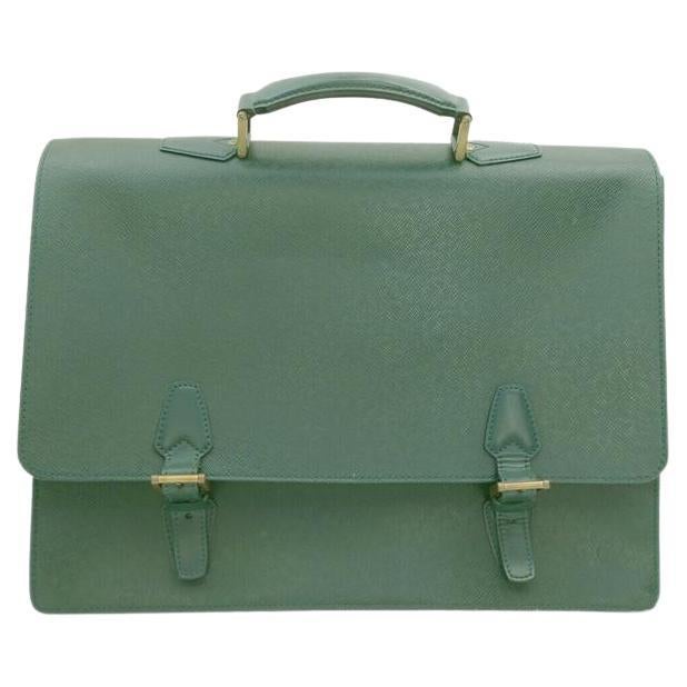 Louis Vuitton Green Taiga Leather Porte Documents Tashkent Attache Briefcase  For Sale