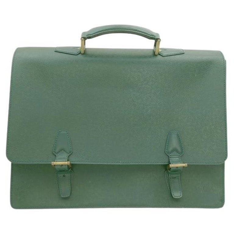 Louis Vuitton Green Taiga Leather President Attache Briefcase 3lva121