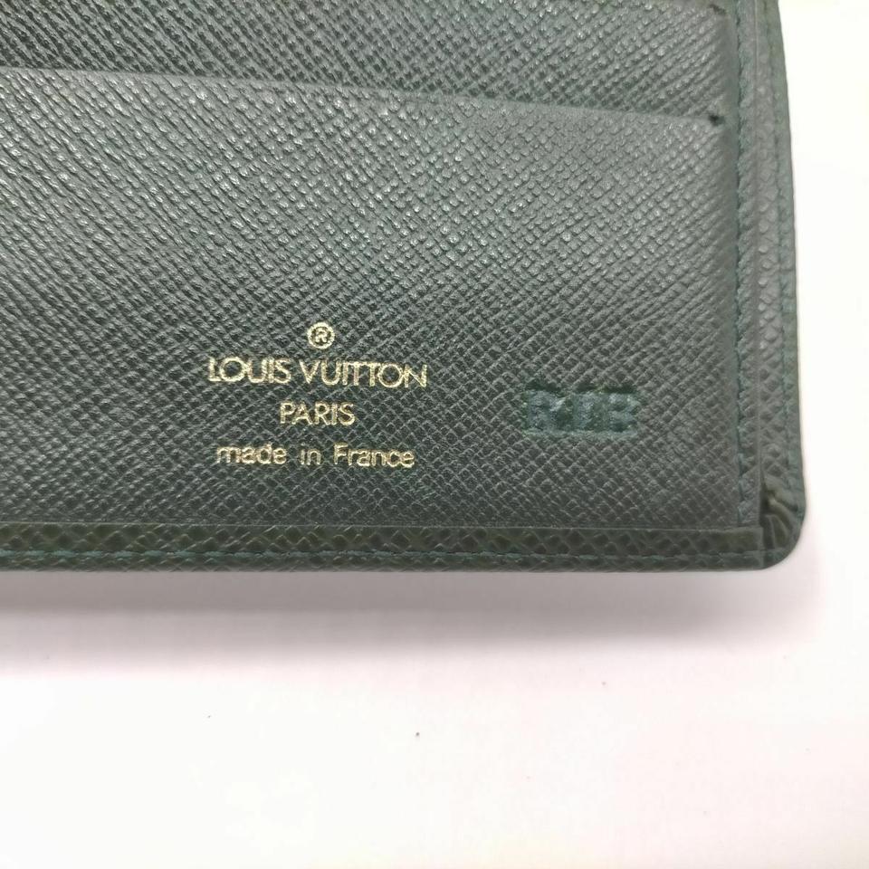 Gray Louis Vuitton Green Taiga LEather Porto Vie 3 Cults Wallet Credit 857415