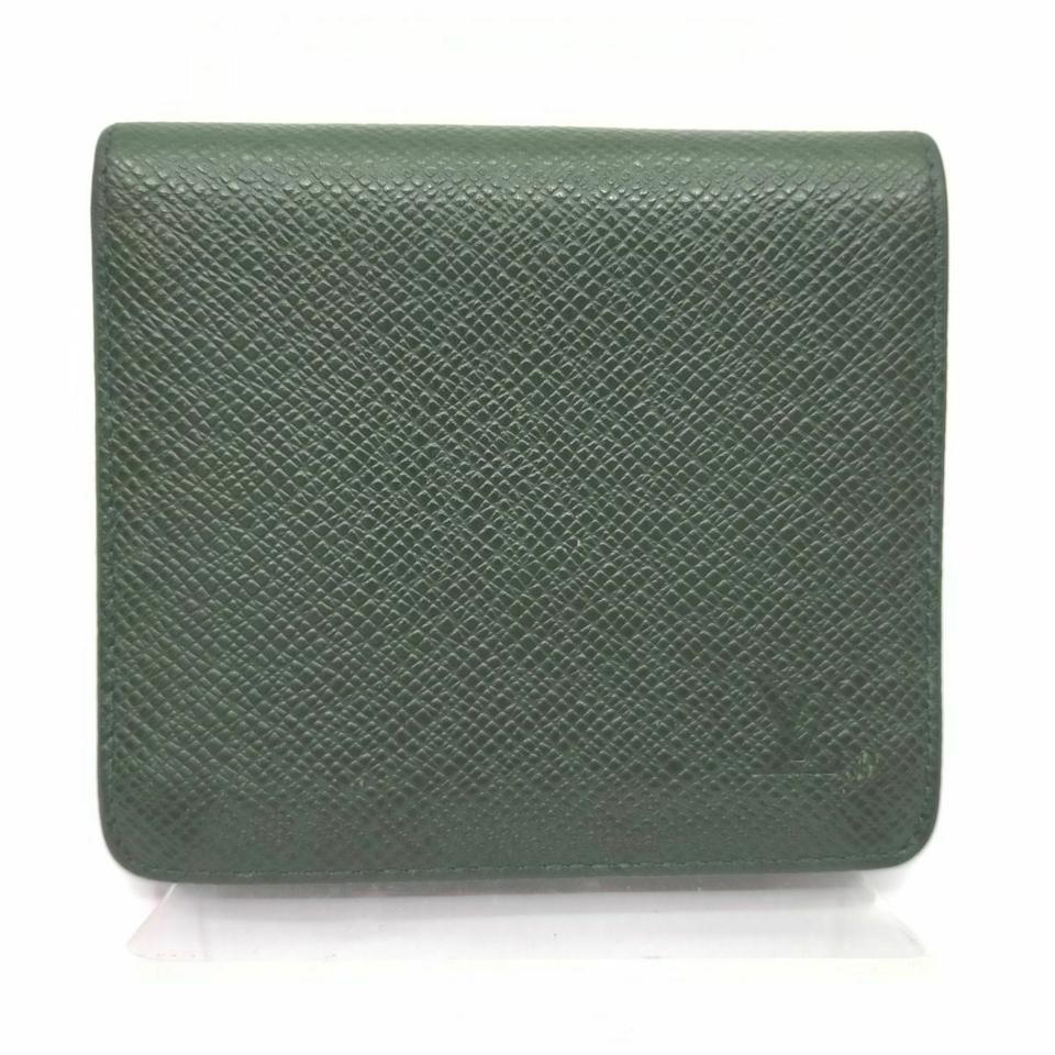 Women's Louis Vuitton Green Taiga LEather Porto Vie 3 Cults Wallet Credit 857415