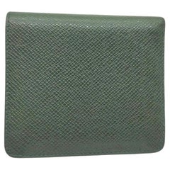 Louis Vuitton Green Taiga LEather Porto Vie 3 Cults Wallet Credit 857415
