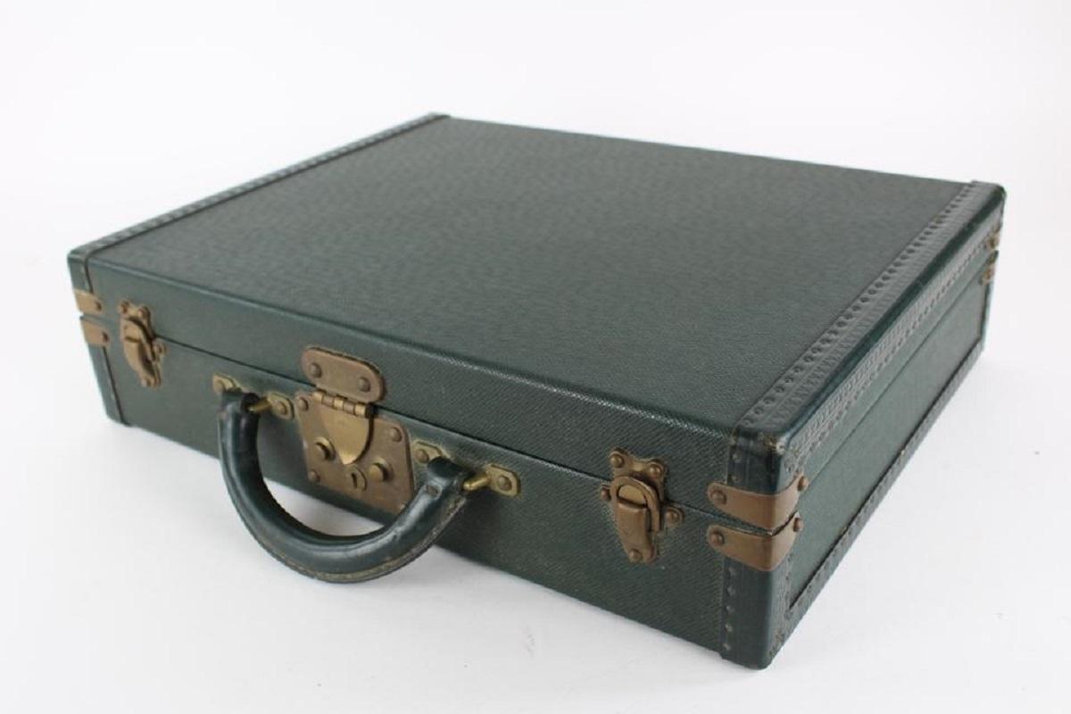 Black Louis Vuitton Green Taiga Leather President Attache Briefcase 1lvs1231 For Sale